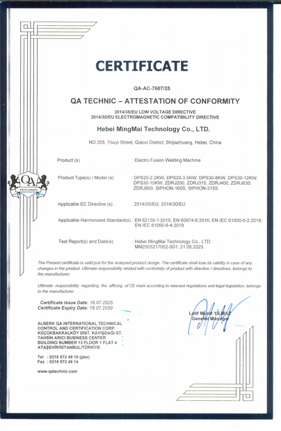Trung Quốc Hebei Boda Plastic Technology Co., Ltd. Chứng chỉ