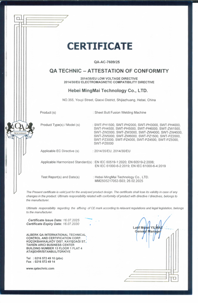 Trung Quốc Hebei Mingmai Technology Co.,Ltd Chứng chỉ