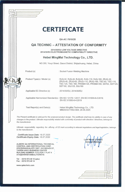 Trung Quốc Hebei Boda Plastic Technology Co., Ltd. Chứng chỉ